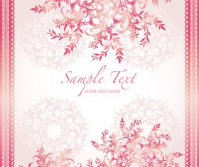Pink border with floral background vector 05