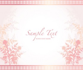 Pink border with floral background vector 06