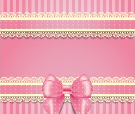 Lace with pink bow business card vector free download