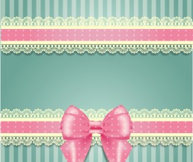Pink bow card with lace vector 05