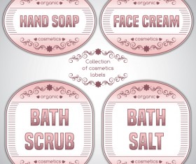 Pink cosmetics labels vector 01