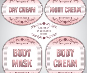 Pink cosmetics labels vector 03