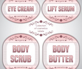 Pink cosmetics labels vector 04