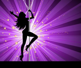 Pole dancer silhouetter vector material 01