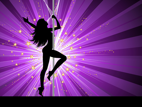 Pole dancer silhouetter vector material 01
