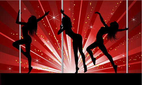Pole dancer silhouetter vector material 02
