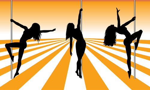 Pole dancer silhouetter vector material 05