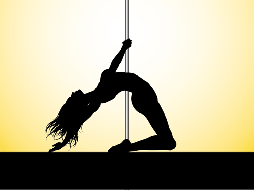Pole dancer silhouetter vector material 06