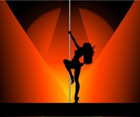 Pole dancer silhouetter vector material 07