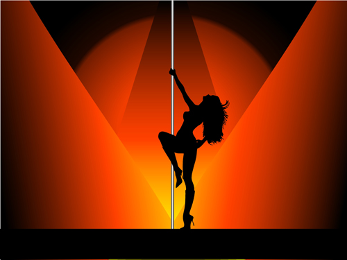 Pole dancer silhouetter vector material 07