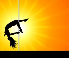 Pole dancer silhouetter vector material 08