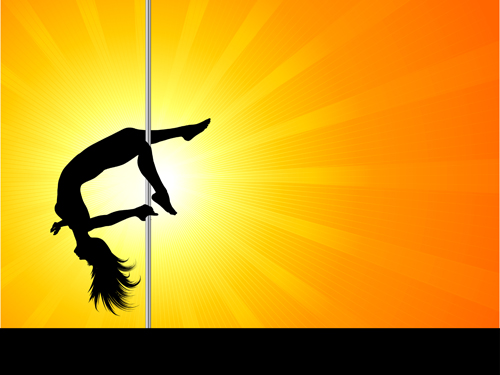 Pole dancer silhouetter vector material 08