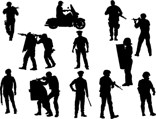 Policeman silhouette vectors