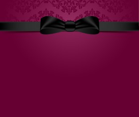 Pruple ornate background with black bow vector 01