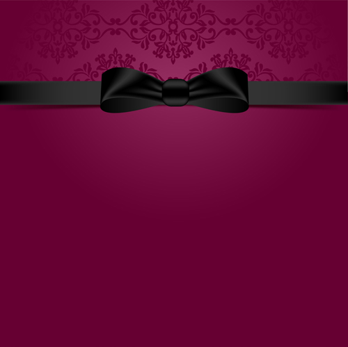 Pruple ornate background with black bow vector 01