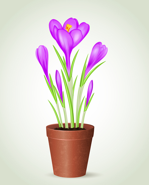 Purple flower and flowerpot vector