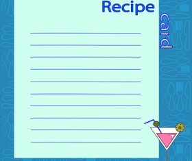 Recipe card with tableware pattern vector 01