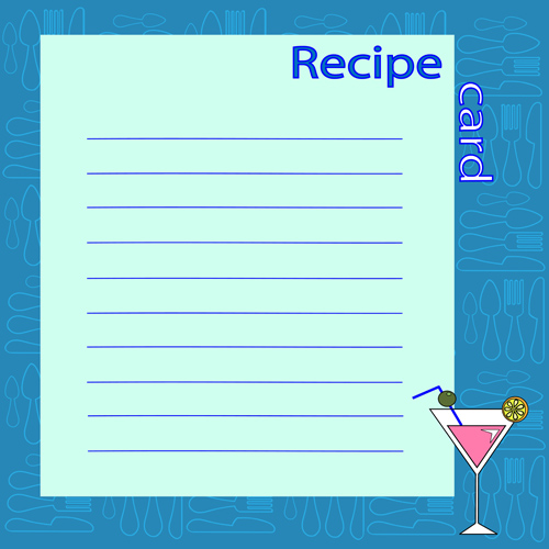Recipe card with tableware pattern vector 01