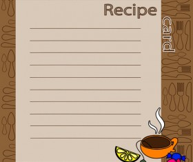 Recipe card with tableware pattern vector 02