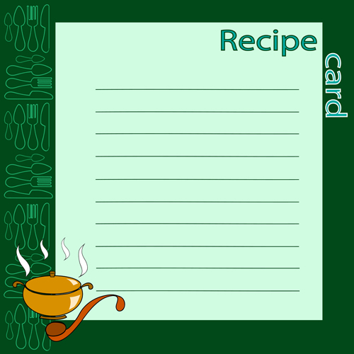 Recipe card with tableware pattern vector 03