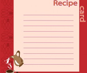 Recipe card with tableware pattern vector 04