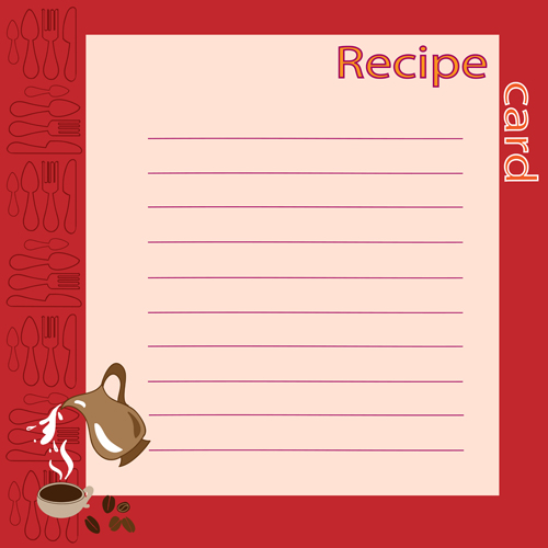 Recipe card with tableware pattern vector 04