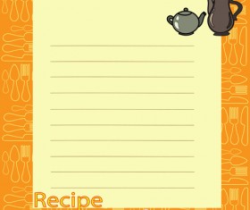 Recipe card with tableware pattern vector 06