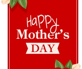 Red Mothers day card with flower vector