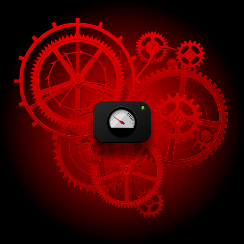 Red gear wheels with meter vector