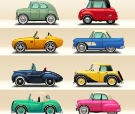 Retro car model vector set 01