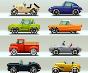Retro car model vector set 02