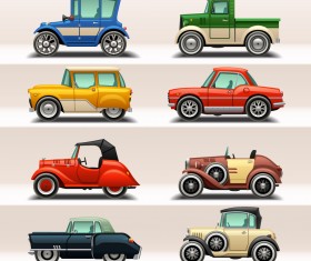 Retro car model vector set 03