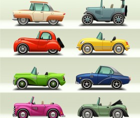Retro car model vector set 04