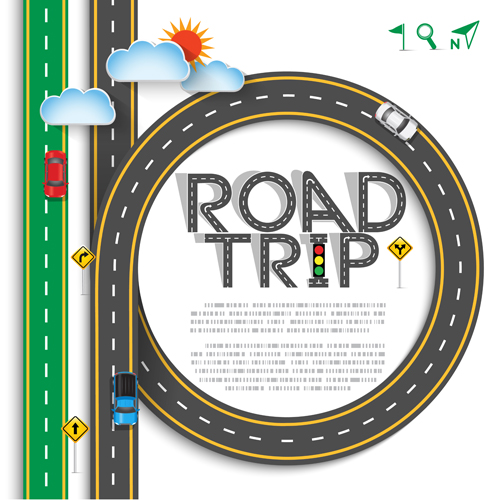 Road trip background vector material 06