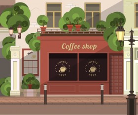 Roadside cafe vector template 01