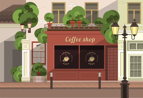 Roadside cafe vector template 01