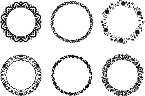 Round floral frame vectors free download