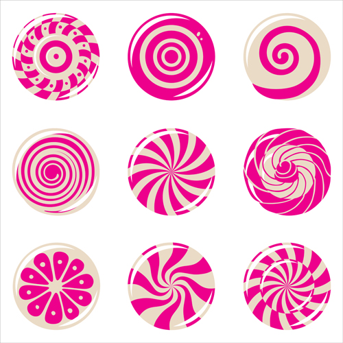 Round pink candies icons