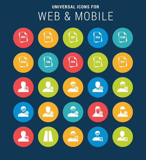 Round web and mobile icons vector 01