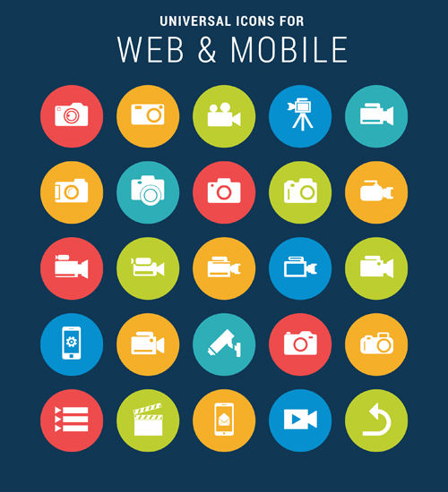 Round web and mobile icons vector 03