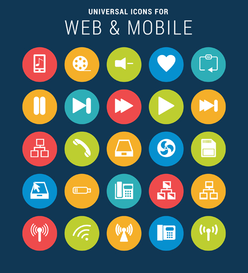Round web and mobile icons vector 06