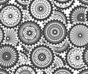 Seamless pattern gears vector 01