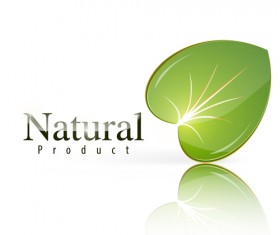 Shiny green leaf with nature logo vector 04