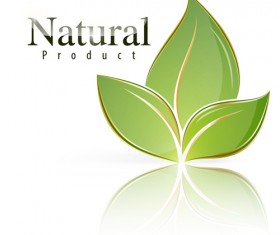 Shiny green leaf with nature logo vector 06