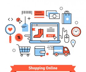 Shopping online business template vector 01