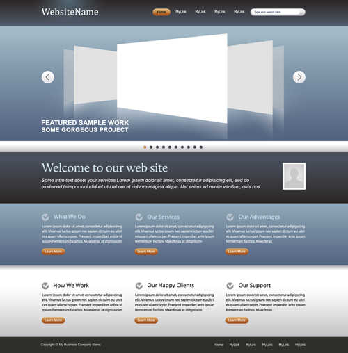 Simple business styles website template vector