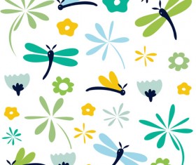 Simple dragonfly seamless pattern vector 01