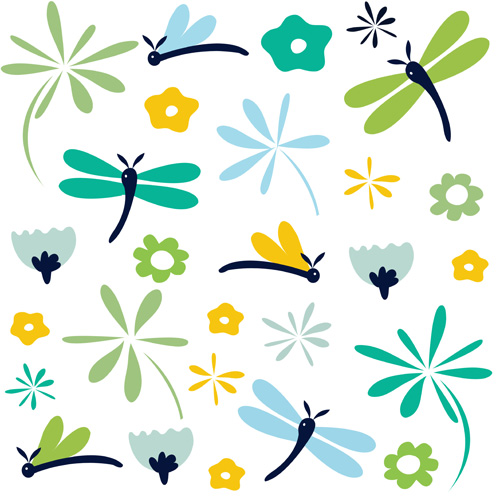 Download Simple dragonfly seamless pattern vector 01 free download