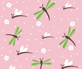 Simple dragonfly seamless pattern vector 02