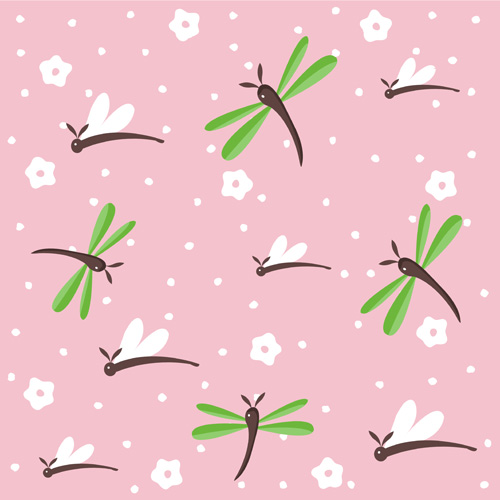 Simple dragonfly seamless pattern vector 02